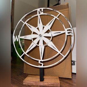 Tabletop Bookcase Distressed Compass White